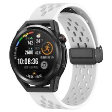Per Huawei Watch GT Runner cinturino in silicone con chiusura magnetica pieghevole da 22 mm (bianco)