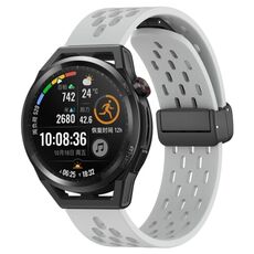 Per Huawei Watch GT Runner cinturino in silicone con chiusura magnetica pieghevole da 22 mm (grigio chiaro)
