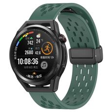 Per Huawei Watch GT Runner cinturino in silicone con chiusura magnetica pieghevole da 22 mm (verde scuro)