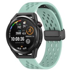 Per Huawei Watch GT Runner cinturino in silicone con chiusura magnetica pieghevole da 22 mm (verde acqua)