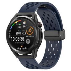 Per Huawei Watch GT Runner cinturino in silicone con chiusura magnetica pieghevole da 22 mm (blu notte)