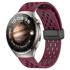 Per Huawei Watch 4 Cinturino in silicone con chiusura magnetica pieghevole da 22 mm (vino rosso)