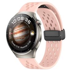 Per Huawei Watch 4 cinturino in silicone con chiusura magnetica pieghevole da 22 mm (rosa)