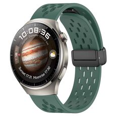 Per Huawei Watch 4 cinturino in silicone con chiusura magnetica pieghevole da 22 mm (verde scuro)