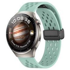 Per Huawei Watch 4 cinturino in silicone con chiusura magnetica pieghevole da 22 mm (verde acqua)