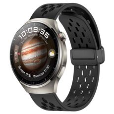 Per Huawei Watch 4 Pro cinturino in silicone con chiusura magnetica pieghevole da 22 mm (nero)