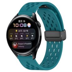 Per Huawei Watch 3 Cinturino in silicone con chiusura magnetica pieghevole da 22 mm (verde nascosto)