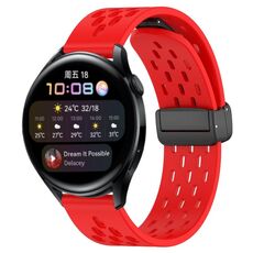 Per Huawei Watch 3 cinturino in silicone con chiusura magnetica pieghevole da 22 mm (rosso)