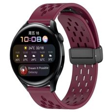 Per Huawei Watch 3 Cinturino in silicone con chiusura magnetica pieghevole da 22 mm (vino rosso)