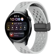 Per Huawei Watch 3 cinturino in silicone con chiusura magnetica pieghevole da 22 mm (grigio chiaro)