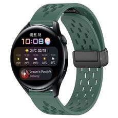 Per Huawei Watch 3 cinturino in silicone con chiusura magnetica pieghevole da 22 mm (verde scuro)