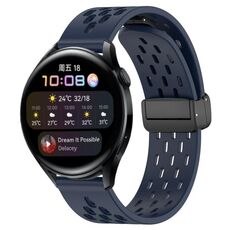 Per Huawei Watch 3 cinturino in silicone con chiusura magnetica pieghevole da 22 mm (blu notte)