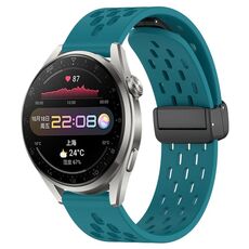 Per Huawei Watch 3 Pro Cinturino in silicone con chiusura magnetica pieghevole da 22 mm (verde nascosto)