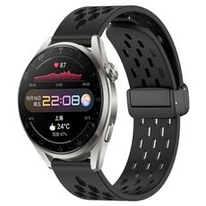 Per Huawei Watch 3 Pro cinturino in silicone con chiusura magnetica pieghevole da 22 mm (nero)