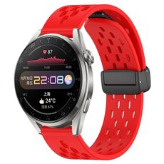 Per Huawei Watch 3 Pro cinturino in silicone con chiusura magnetica pieghevole da 22 mm (rosso)