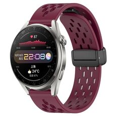 Per Huawei Watch 3 Pro cinturino in silicone con chiusura magnetica pieghevole da 22 mm (vino rosso)