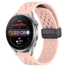 Per Huawei Watch 3 Pro cinturino in silicone con chiusura magnetica pieghevole da 22 mm (rosa)