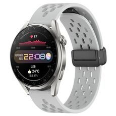 Per Huawei Watch 3 Pro cinturino in silicone con chiusura magnetica pieghevole da 22 mm (grigio chiaro)