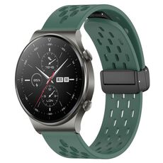 Per Huawei GT2 Pro cinturino in silicone con chiusura magnetica pieghevole da 22 mm (verde scuro)