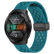 Per Huawei Watch GT 2E cinturino in silicone con chiusura magnetica pieghevole da 22 mm (verde nascosto)