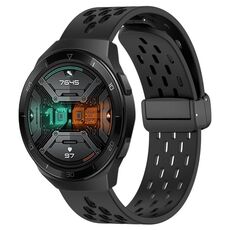 Per Huawei Watch GT 2E cinturino in silicone con chiusura magnetica pieghevole da 22 mm (nero)