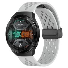 Per Huawei Watch GT 2E cinturino in silicone con chiusura magnetica pieghevole da 22 mm (grigio chiaro)