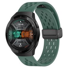 Per Huawei Watch GT 2E cinturino in silicone con chiusura magnetica pieghevole da 22 mm (verde scuro)