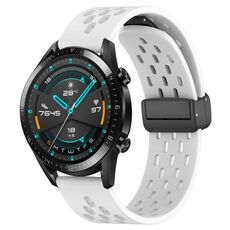 Cinturino per orologio in silicone con chiusura magnetica pieghevole per Huawei GT2 46mm 22mm (bianco)