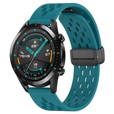 Per Huawei GT2 46mm 22mm Cinturino in silicone con chiusura magnetica pieghevole (verde nascosto)