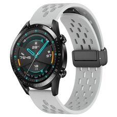 Per Huawei GT2 46mm 22mm Cinturino in silicone con chiusura magnetica pieghevole (grigio chiaro)