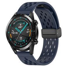 Per Huawei GT2 46mm 22mm Cinturino in silicone con chiusura magnetica pieghevole (blu notte)