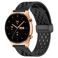 Per Honor Watch GS 3 Cinturino in silicone con chiusura magnetica pieghevole da 22 mm (nero)