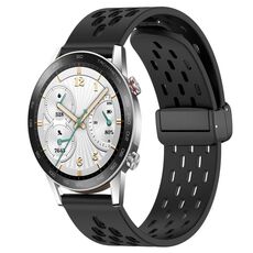 Per Honor Watch GS 3i cinturino in silicone con chiusura magnetica pieghevole da 22 mm (nero)