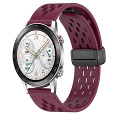 Per Honor Watch GS 3i Cinturino in silicone con chiusura magnetica pieghevole da 22 mm (vino rosso)