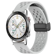 Per Honor Watch GS 3i Cinturino in silicone con chiusura magnetica pieghevole da 22 mm (grigio chiaro)