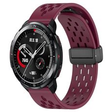 Per Honor Watch GS Pro Cinturino in silicone con chiusura magnetica pieghevole da 22 mm (vino rosso)