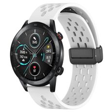 Per Honor Magic Watch 2 46mm 22mm Cinturino in silicone con chiusura magnetica pieghevole (bianco)