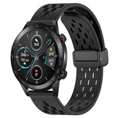 Per Honor Magic Watch 2 46mm 22mm Cinturino in silicone con chiusura magnetica pieghevole (nero)