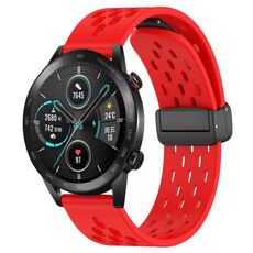Cinturino per orologio in silicone con chiusura magnetica pieghevole per Honor Magic Watch 2 46mm 22mm (rosso)
