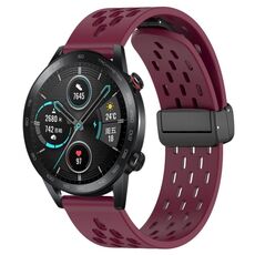 Per Honor Magic Watch 2 46mm 22mm Cinturino in silicone con chiusura magnetica pieghevole (vino rosso)