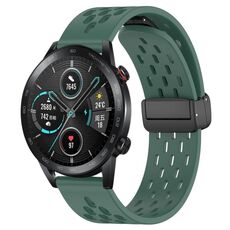 Per Honor Magic Watch 2 46mm 22mm Cinturino in silicone con chiusura magnetica pieghevole (verde scuro)