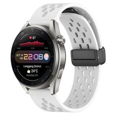 Per Huawei Watch 3 Pro Nuovo cinturino in silicone con chiusura magnetica pieghevole da 22 mm (bianco)