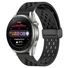 Per Huawei Watch 3 Pro Nuovo cinturino in silicone con chiusura magnetica pieghevole da 22 mm (nero)