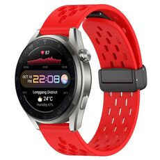 Per Huawei Watch 3 Pro Nuovo cinturino in silicone con chiusura magnetica pieghevole da 22 mm (rosso)