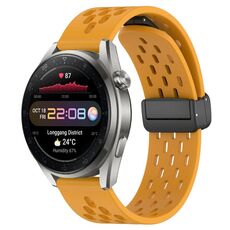 Per Huawei Watch 3 Pro Nuovo cinturino in silicone con chiusura magnetica pieghevole da 22 mm (giallo)