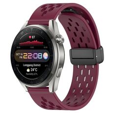 Per Huawei Watch 3 Pro Nuovo cinturino in silicone con chiusura magnetica pieghevole da 22 mm (vino rosso)