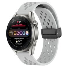 Per Huawei Watch 3 Pro Nuovo cinturino in silicone con chiusura magnetica pieghevole da 22 mm (grigio chiaro)