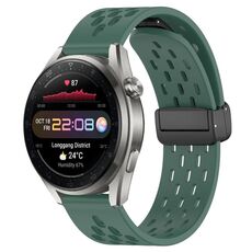 Per Huawei Watch 3 Pro Nuovo cinturino in silicone con chiusura magnetica pieghevole da 22 mm (verde scuro)