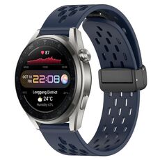 Per Huawei Watch 3 Pro Nuovo cinturino in silicone con chiusura magnetica pieghevole da 22 mm (blu notte)