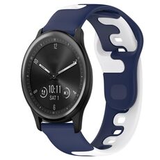Per cinturino in silicone bicolore Garmin Vivomove Sport da 20 mm (blu + bianco)